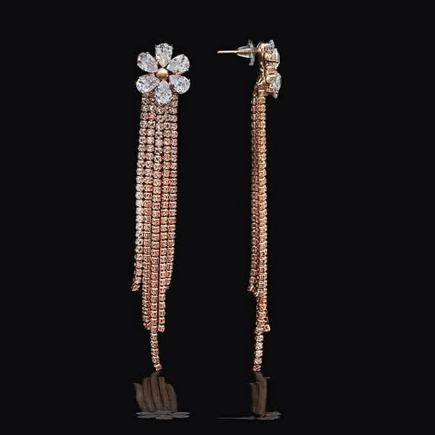 Pinapes Dazzling Crystal Earrings Rose Gold Finish for Girls and Women