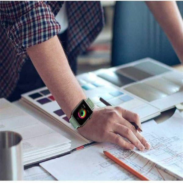 Green Nylon Strap For Apple Watch Series 1 (42mm/44mm/45mm/46mm/49mm)