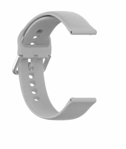 Grey Plain Silicone Strap With Stainless steel Buckle For Smart Watch (22mm)