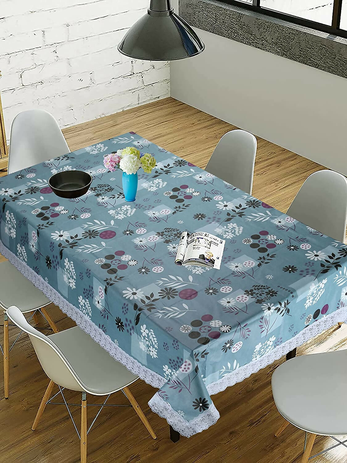 Mopak Decor Table Cover 3D Medium Size 2 to 4 Seater (40*60,Green) & (60x90,Green) Classic Table Cover Printed Table Cover with Lace Centre Table Cover Rectangular Table Cover Dining table cover