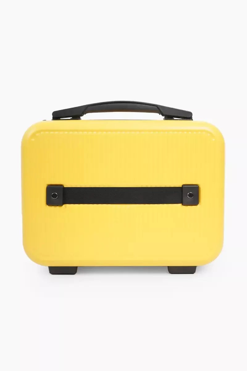 Premium Striped Hard Shell Travel Makeup Vanity Case( Yellow )