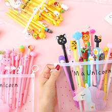 10 Assorted Cartoon Gel Pen with Unicorn Transparent Pouch