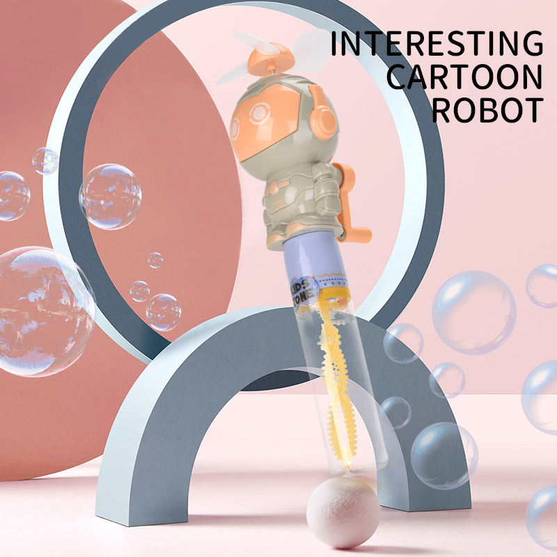 Robot Shape Hand Fan & Bubble Blowing Wand