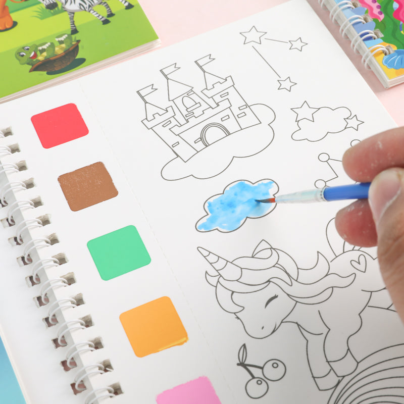 Doodle & Dream: 10 Pages Spiral Coloring Book + Brush
