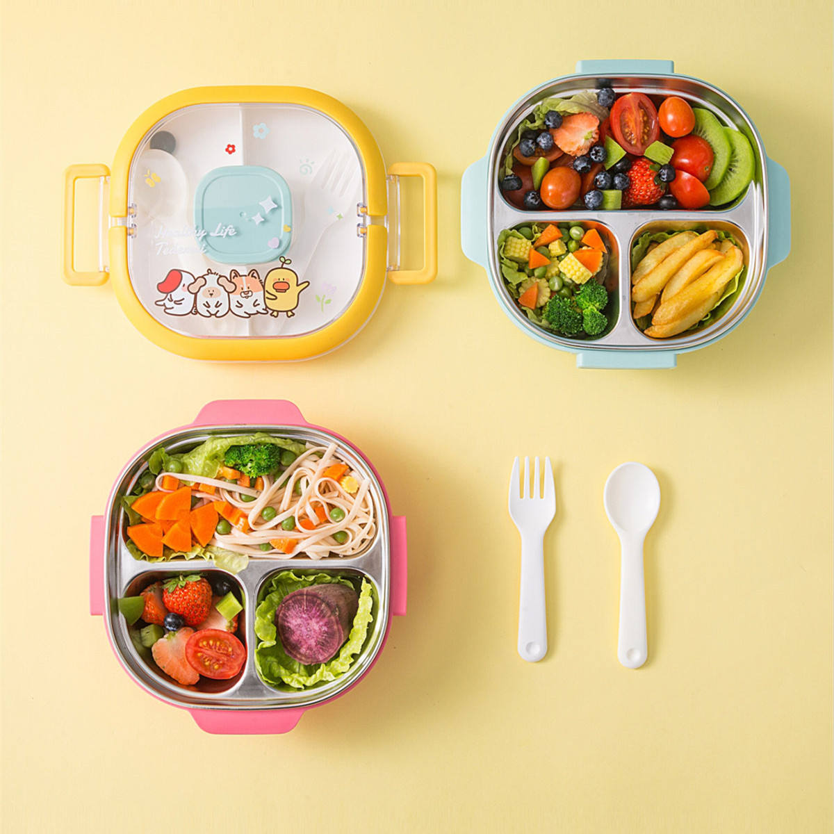 Cute Animal Lunch Box 🥗 | 700ml Stainless Steel Delight!