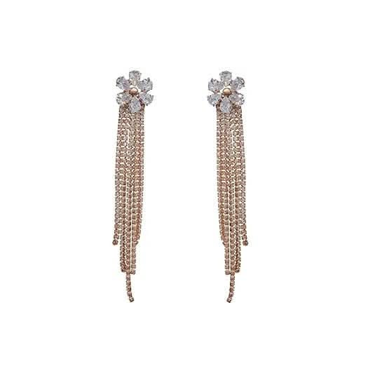 Pinapes Dazzling Crystal Earrings Rose Gold Finish for Girls and Women
