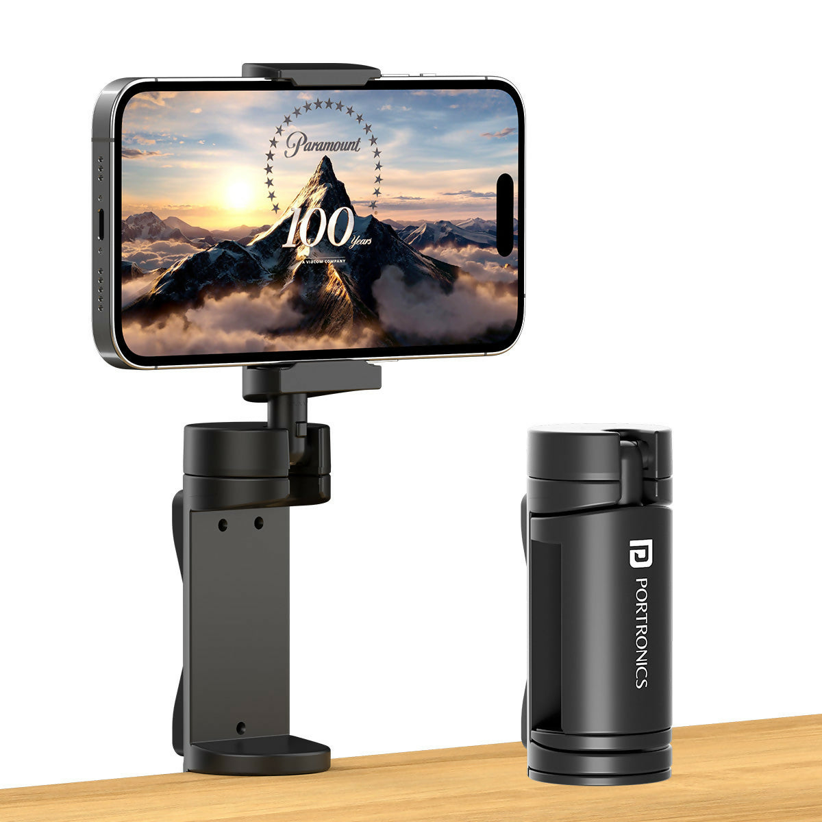 Portronics Mobot Clip Mobile Holder 360° Adjustable Viewing Angles, Pocket & Travel Friendly (Black)