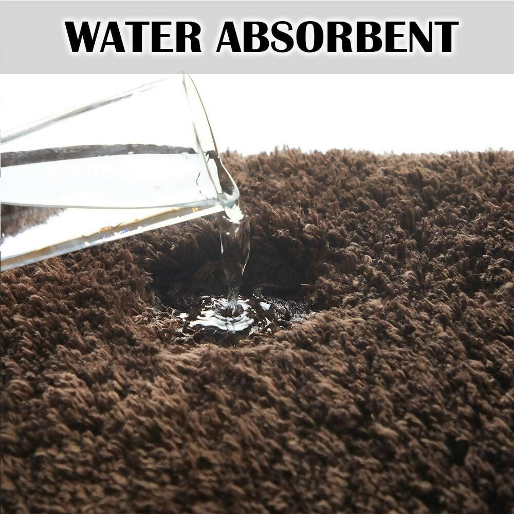 AaHo Microfiber Bath Rug Absorbent, Anti-Skid & Washable (Brown)