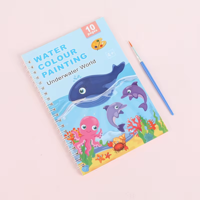 Doodle & Dream: 10 Pages Spiral Coloring Book + Brush