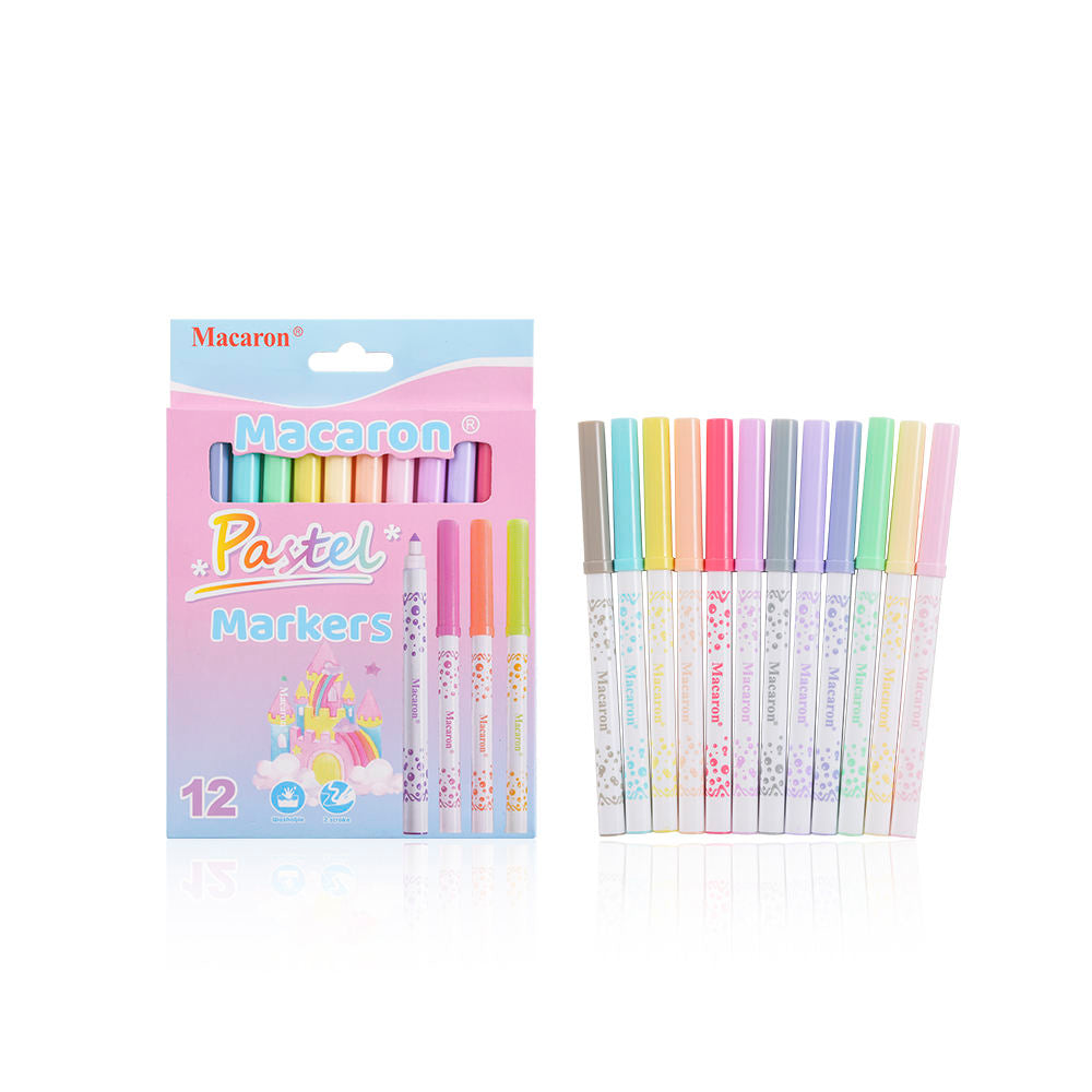 Macaron Pastel Markers | Smooth, Soft & Stylish – Set of 12