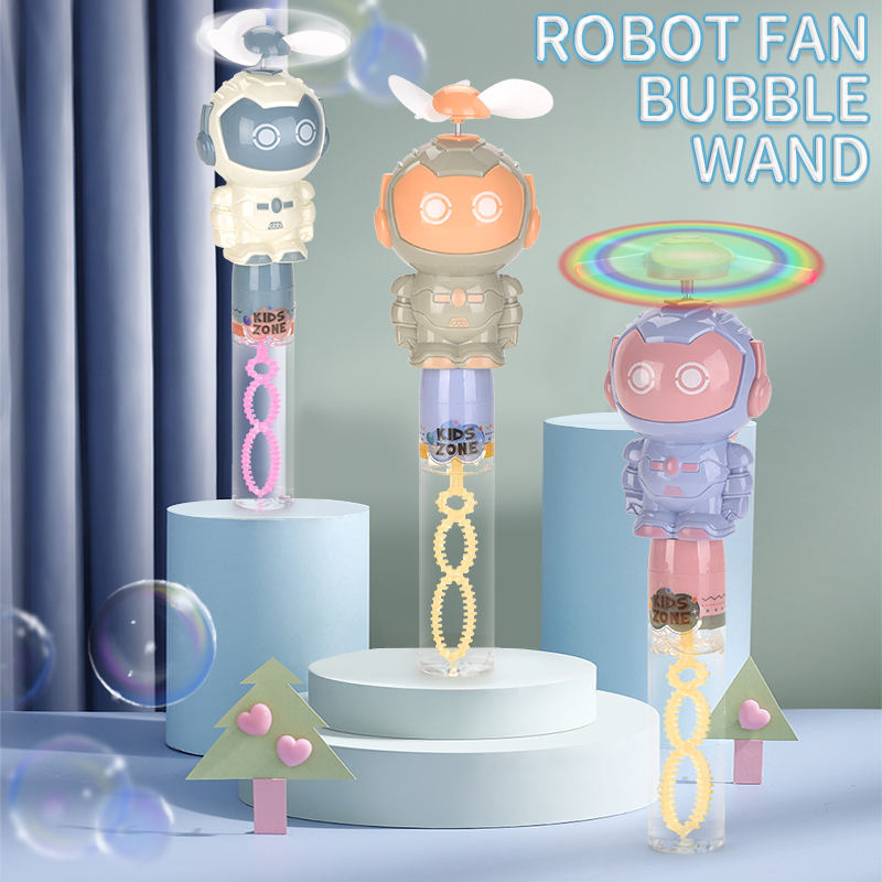 Robot Shape Hand Fan & Bubble Blowing Wand