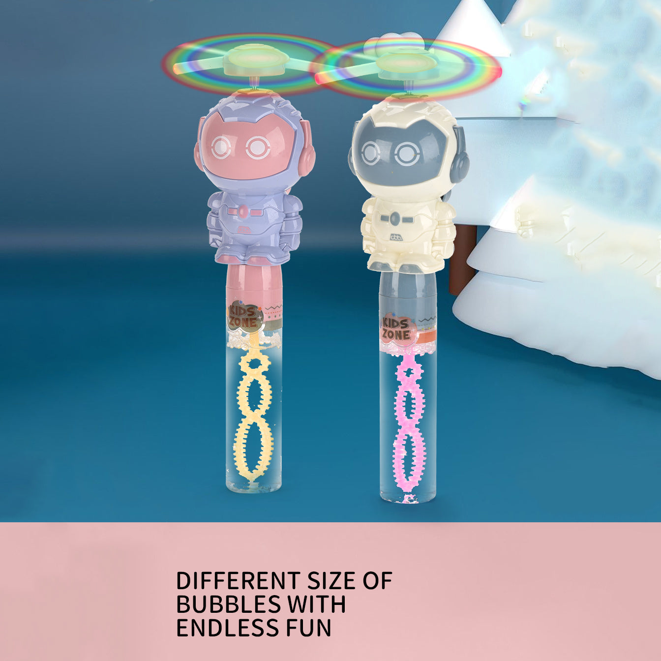Robot Shape Hand Fan & Bubble Blowing Wand