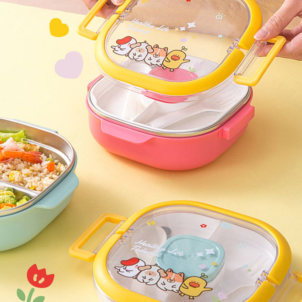 Cute Animal Lunch Box 🥗 | 700ml Stainless Steel Delight!