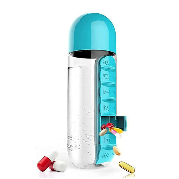 Multi-Functional Pill & Water Bottle – Travel Kit 600ml (Mix Color)