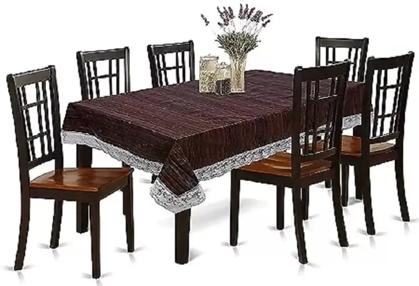 Mopak Decor Table Cloth – 3D Print with Elegant Lace (Dark Brown)