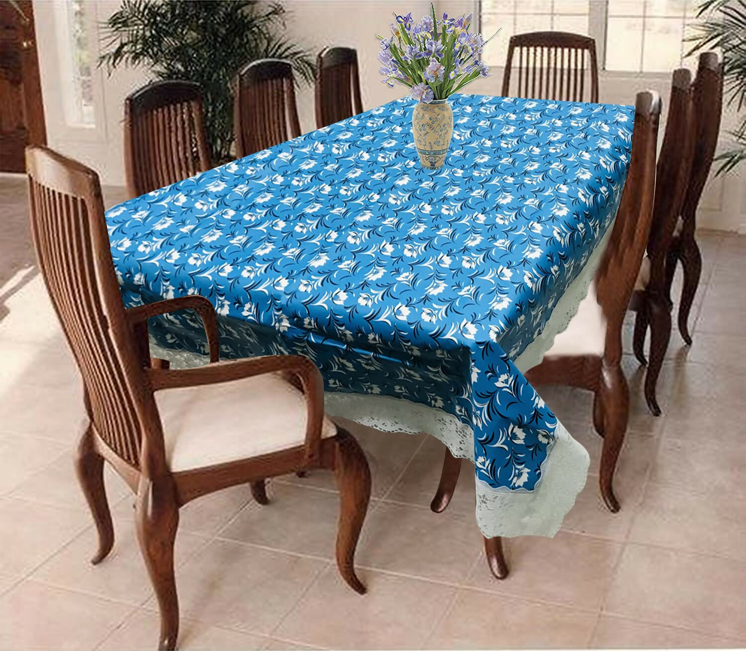 Mopak Decor 3D Printed Table Cover with Lace – Medium (40x60) for 4-Seater & Large (60x90) for 6-Seater – Rectangular Dining and Centre Table Cloth