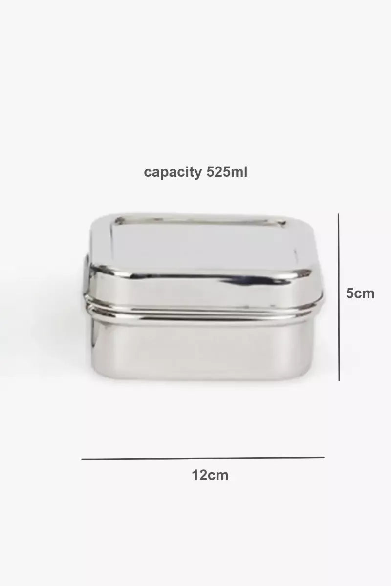 Zion Stainless Steel Royal Square Lunch Box - 525 ML