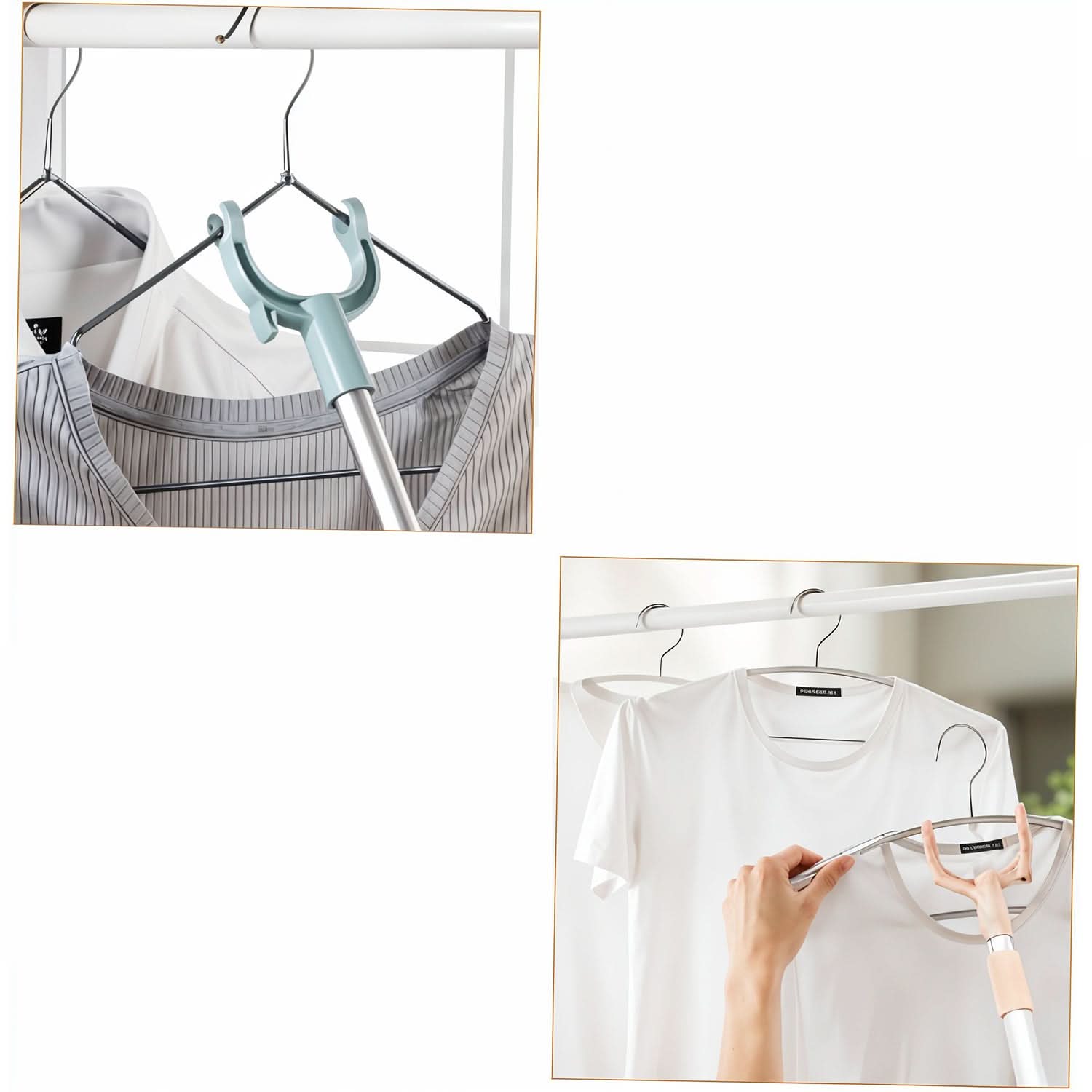 Stainless Steel Telescopic Pole Clothes Hooks Hanger – 145 cm (1 Pc)