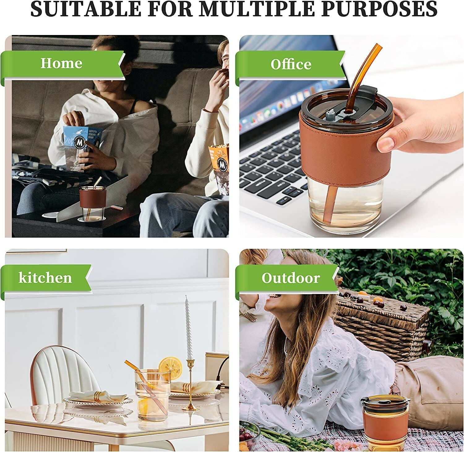 Portable Coffee Sipper Travel Mug for Hot & Cold Beverages (Random Color)