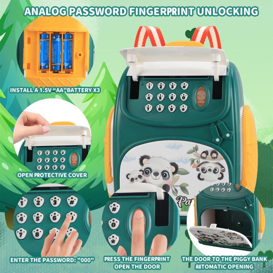 Electric Panda School Bag Piggy Bank/Money Box