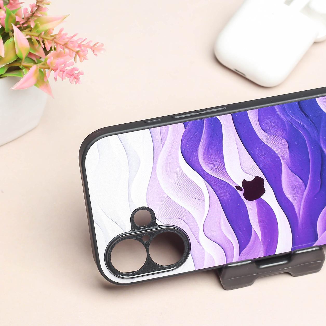 Purple Crest metal back case for Apple Iphone 16