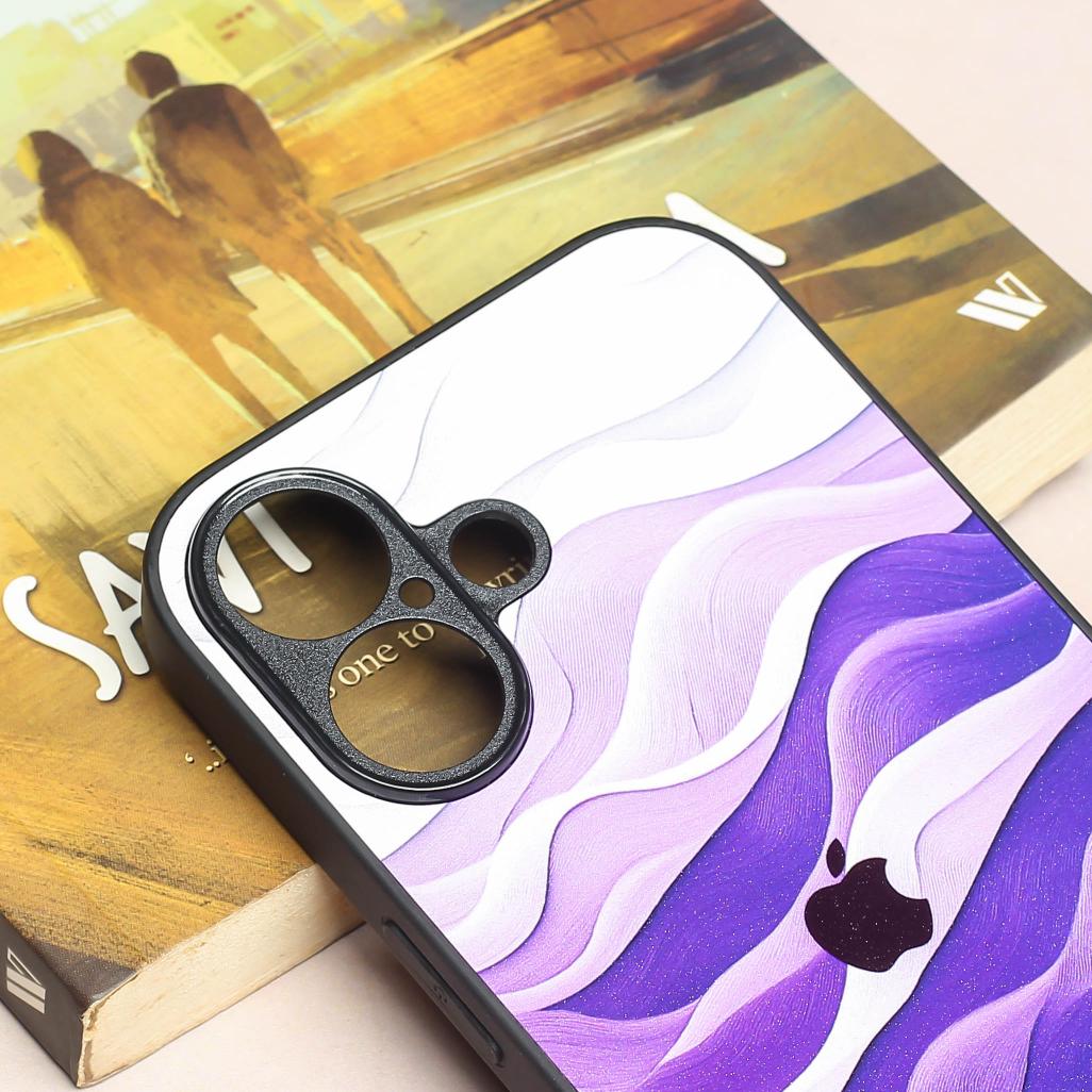 Purple Crest metal back case for Apple Iphone 16