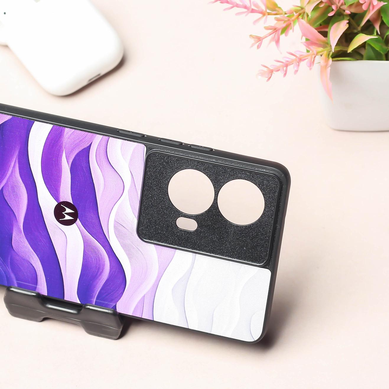 Purple Crest metal back case for Moto Edge 50 Fusion