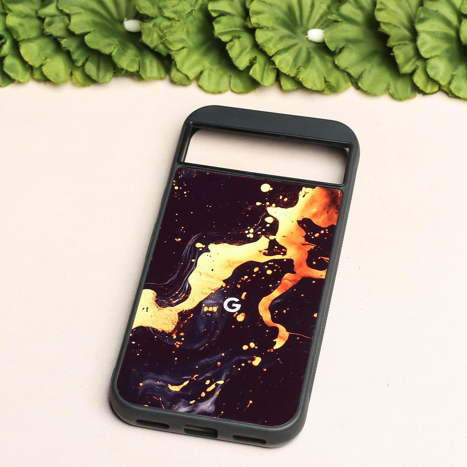 Black Gold Blaze metal back case for Google Pixel 8