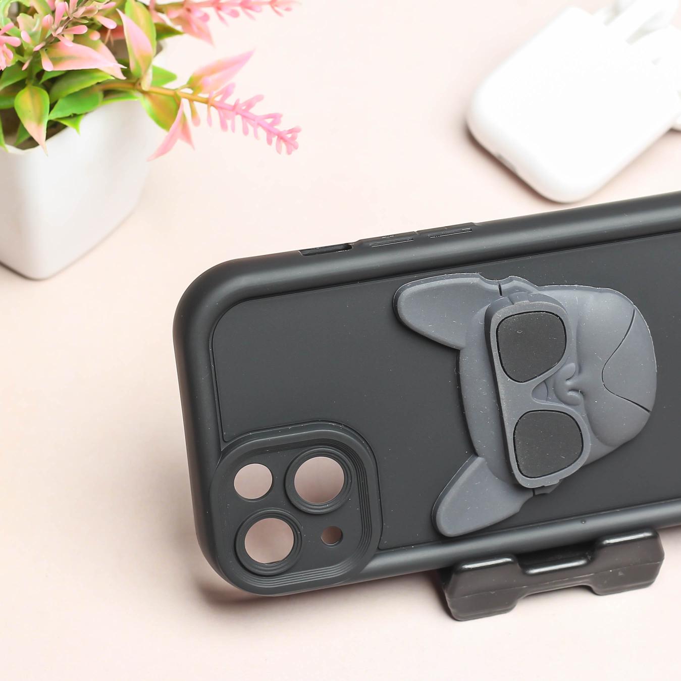 Black SHOUNENN BULLDOG Silicone case for Apple iphone 14 Plus