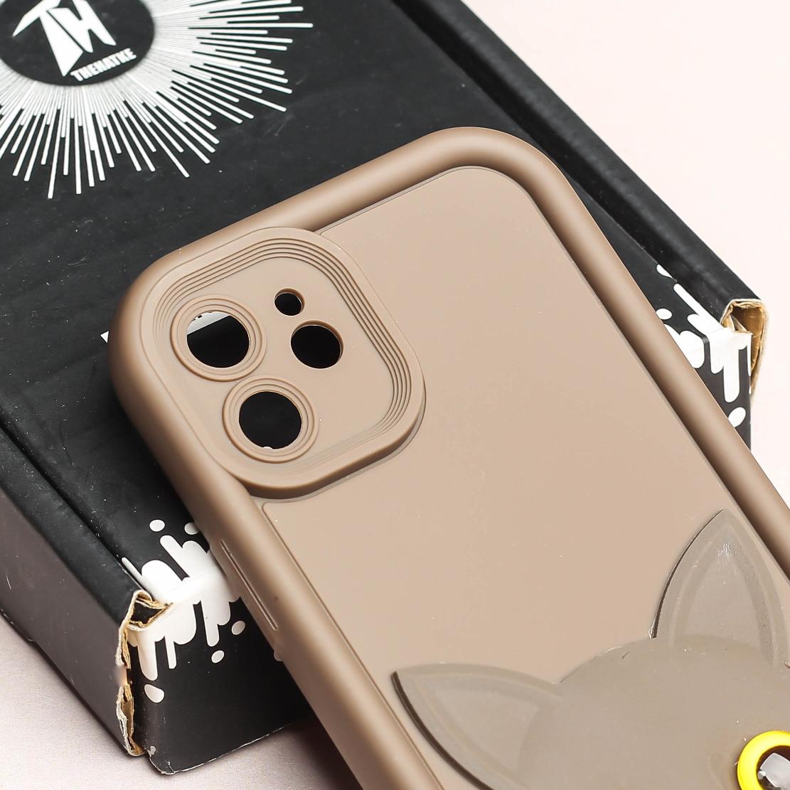 Dark Brown Cute Cat Silicone case for Apple iphone 12