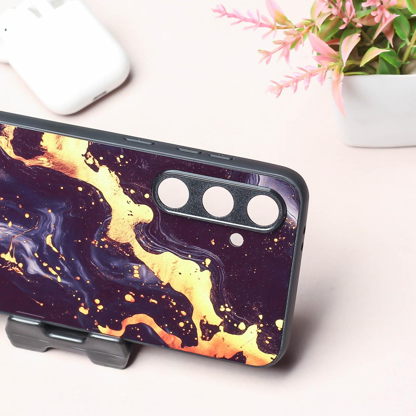 Black Gold Blaze metal back case for Samsung S24 FE