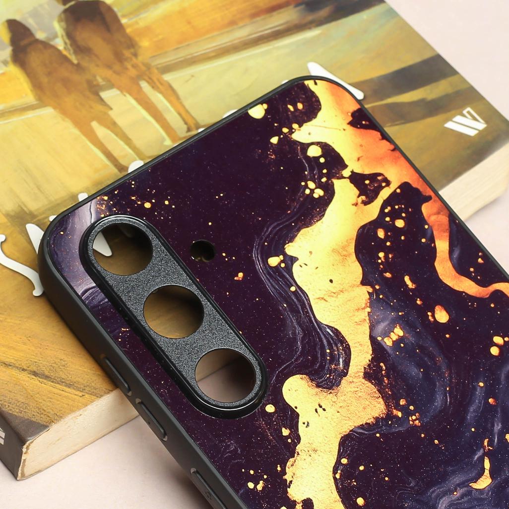 Black Gold Blaze metal back case for Samsung S24 FE