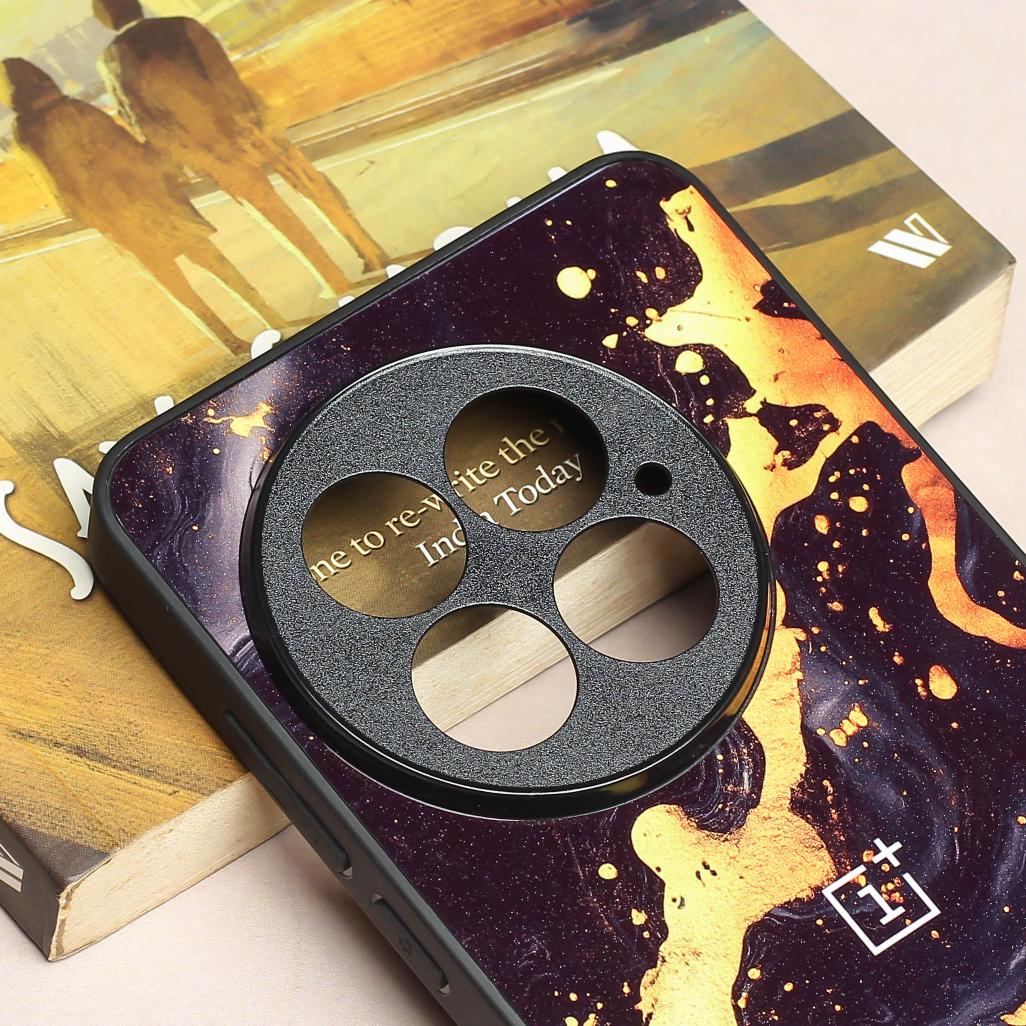 Black Gold Blaze metal back case for OnePlus 13