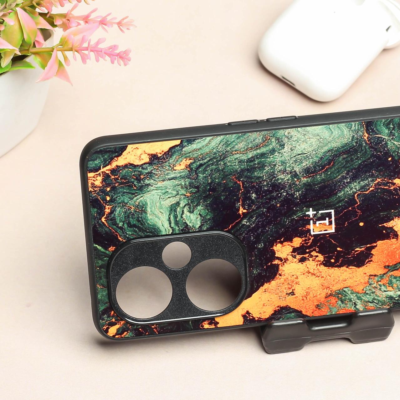 Green Golden elegance marble metal back case for OnePlus Nord CE 3 Lite