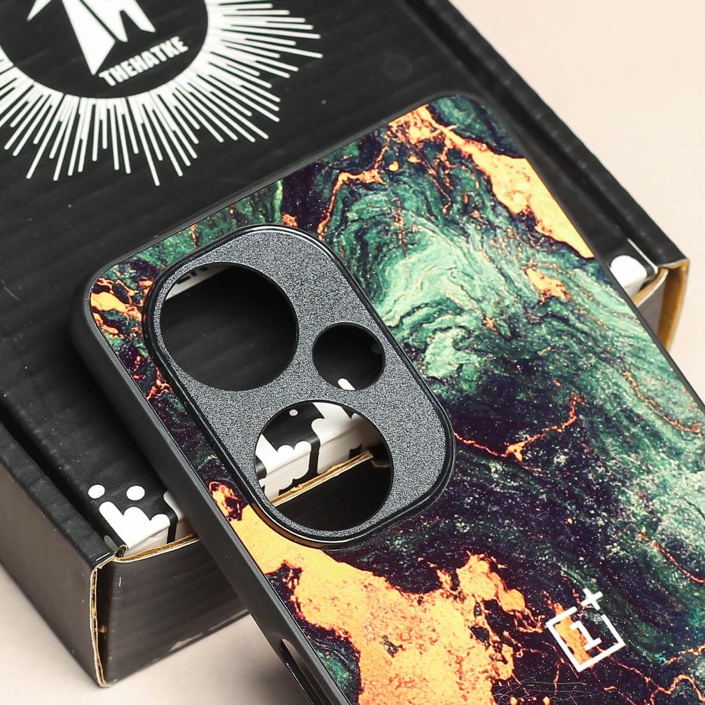 Green Golden elegance marble metal back case for OnePlus Nord CE 3 Lite