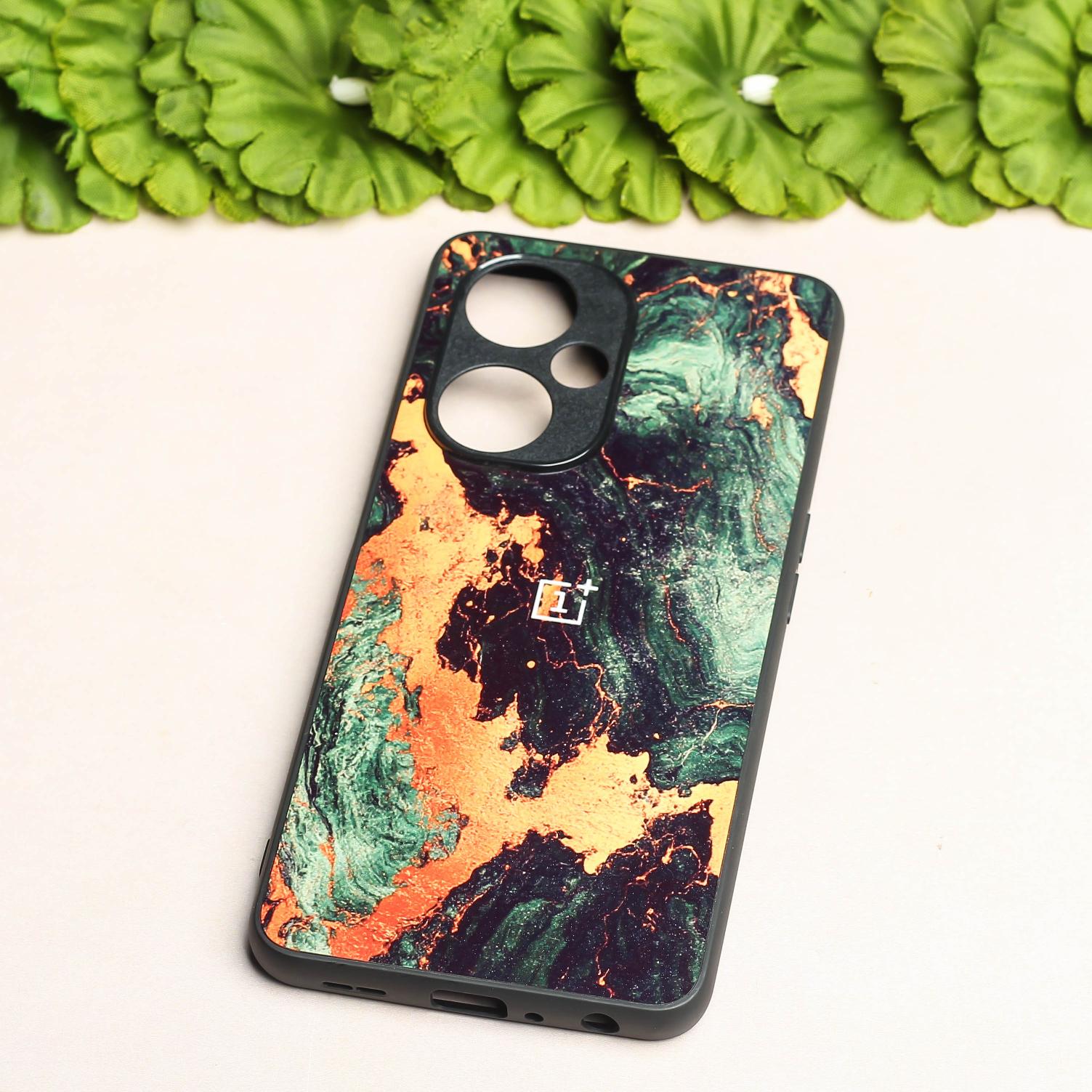 Green Golden elegance marble metal back case for OnePlus Nord CE 3 Lite