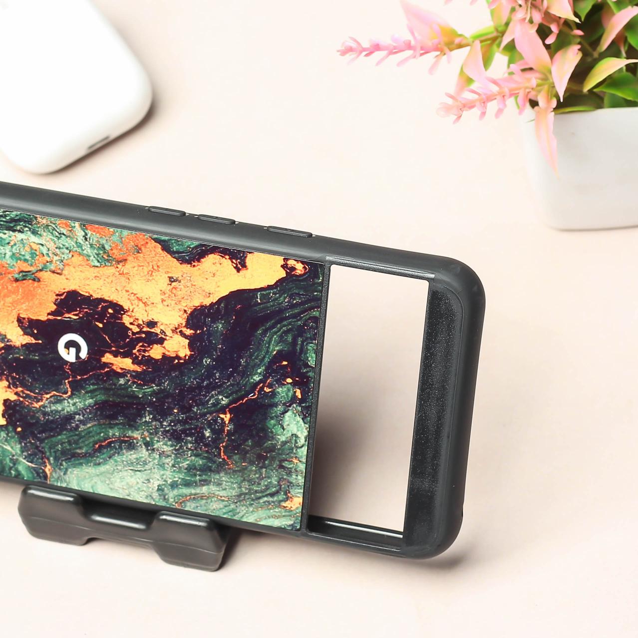 Green Golden elegance marble metal back case for Google Pixel 8A