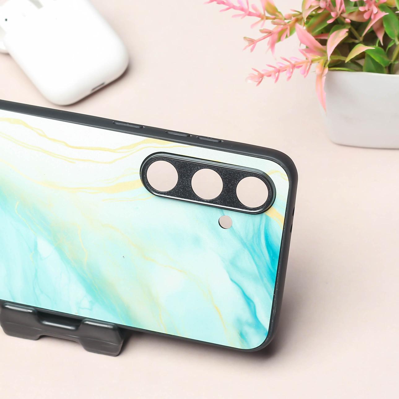 Green Luxe Marble metal back case for Samung S23 FE