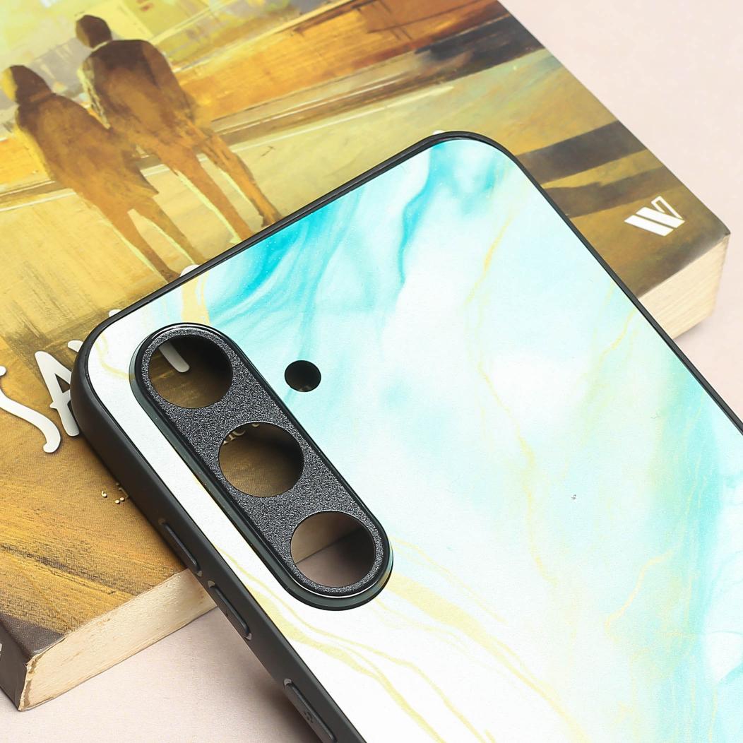 Green Luxe Marble metal back case for Samung S24 FE