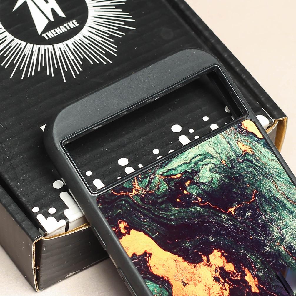 Green Golden elegance marble metal back case for Google Pixel 8