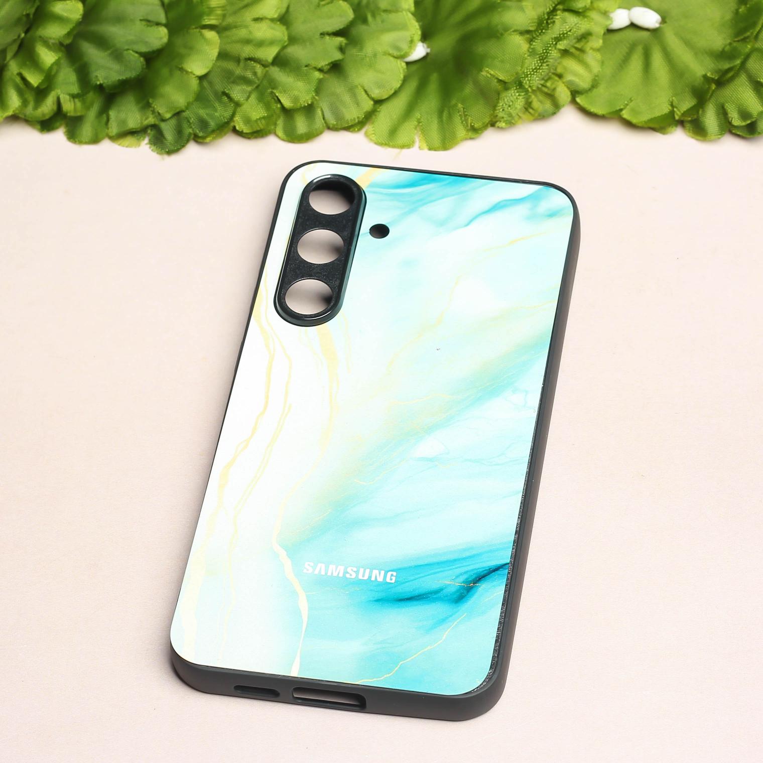 Green Luxe Marble metal back case for Samung S24 FE