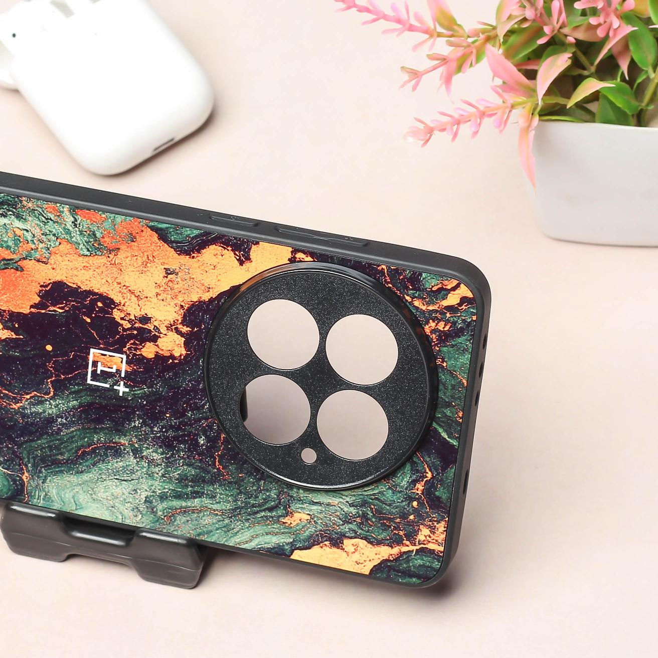 Green Golden elegance marble metal back case for OnePlus 13