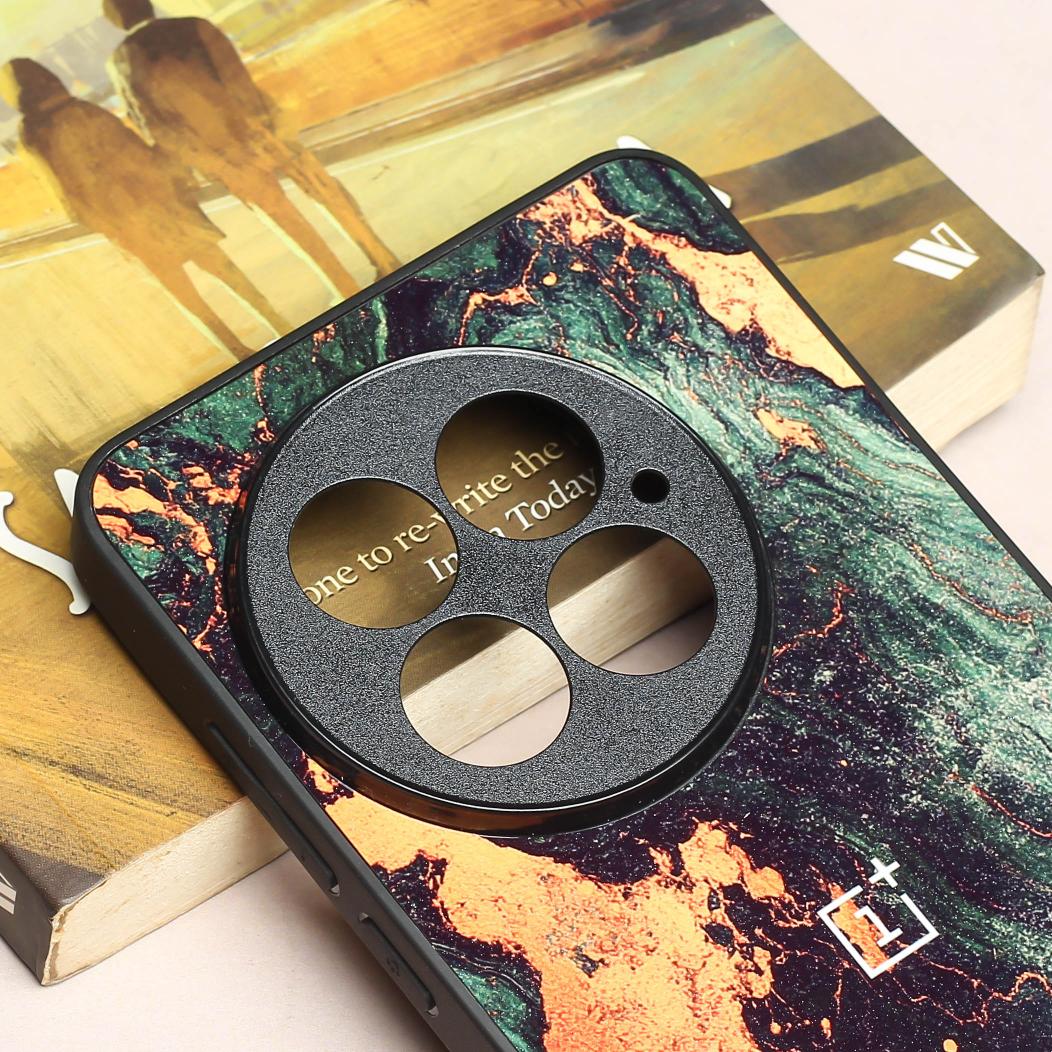 Green Golden elegance marble metal back case for OnePlus 13R