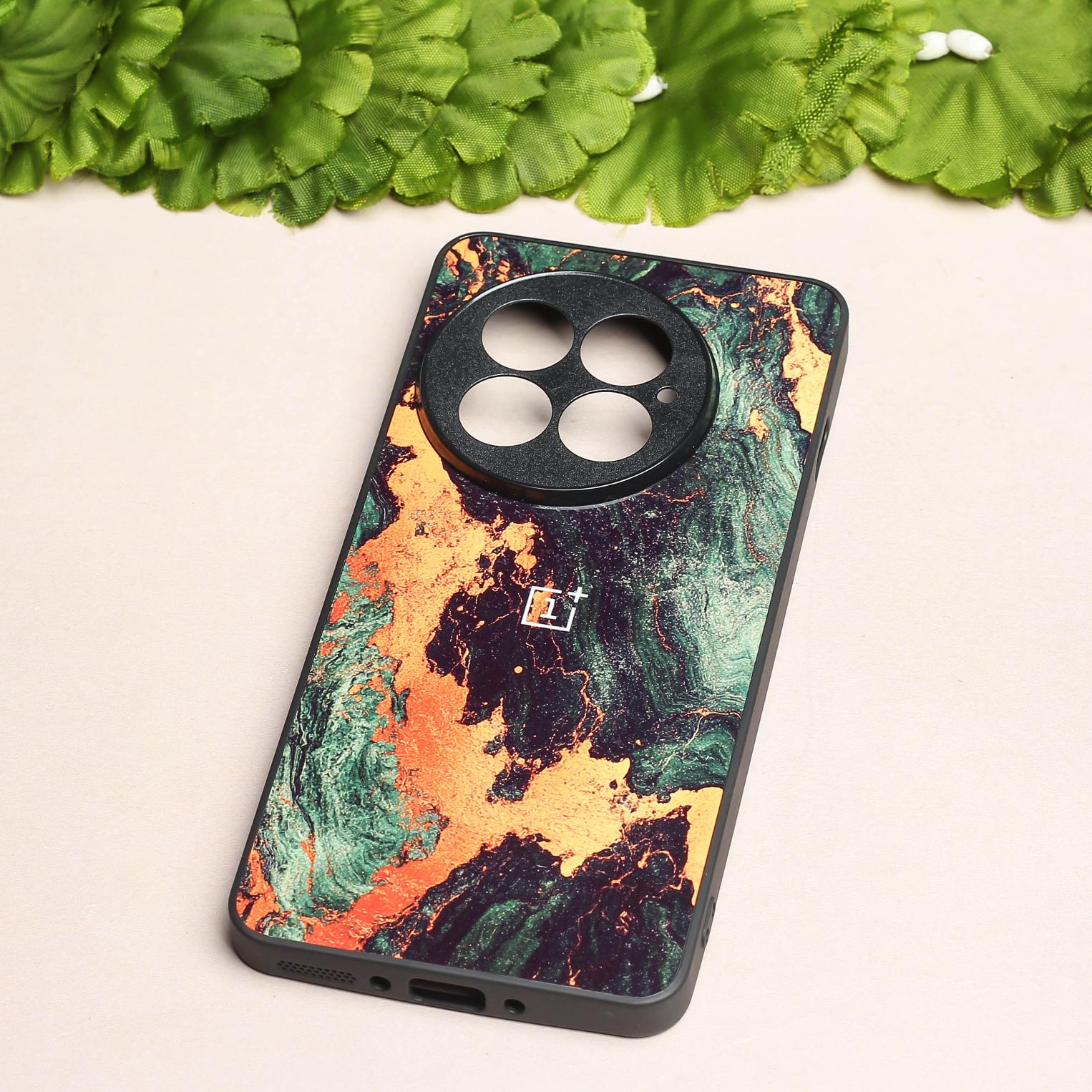 Green Golden elegance marble metal back case for OnePlus 13