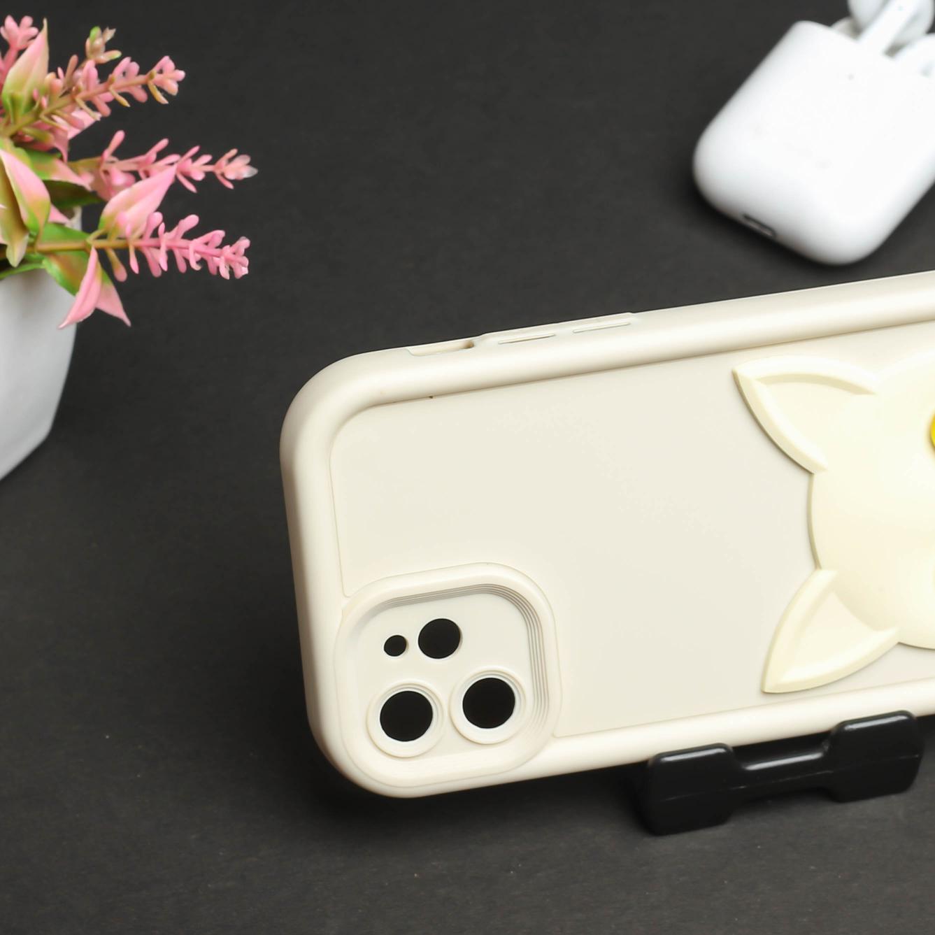 Cream Cute Cat Silicone case for Apple iphone 12
