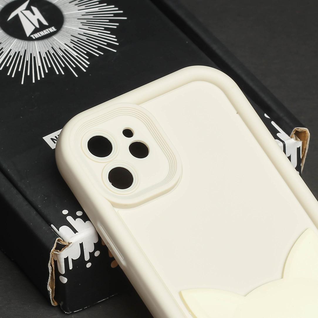 Cream Cute Cat Silicone case for Apple iphone 12