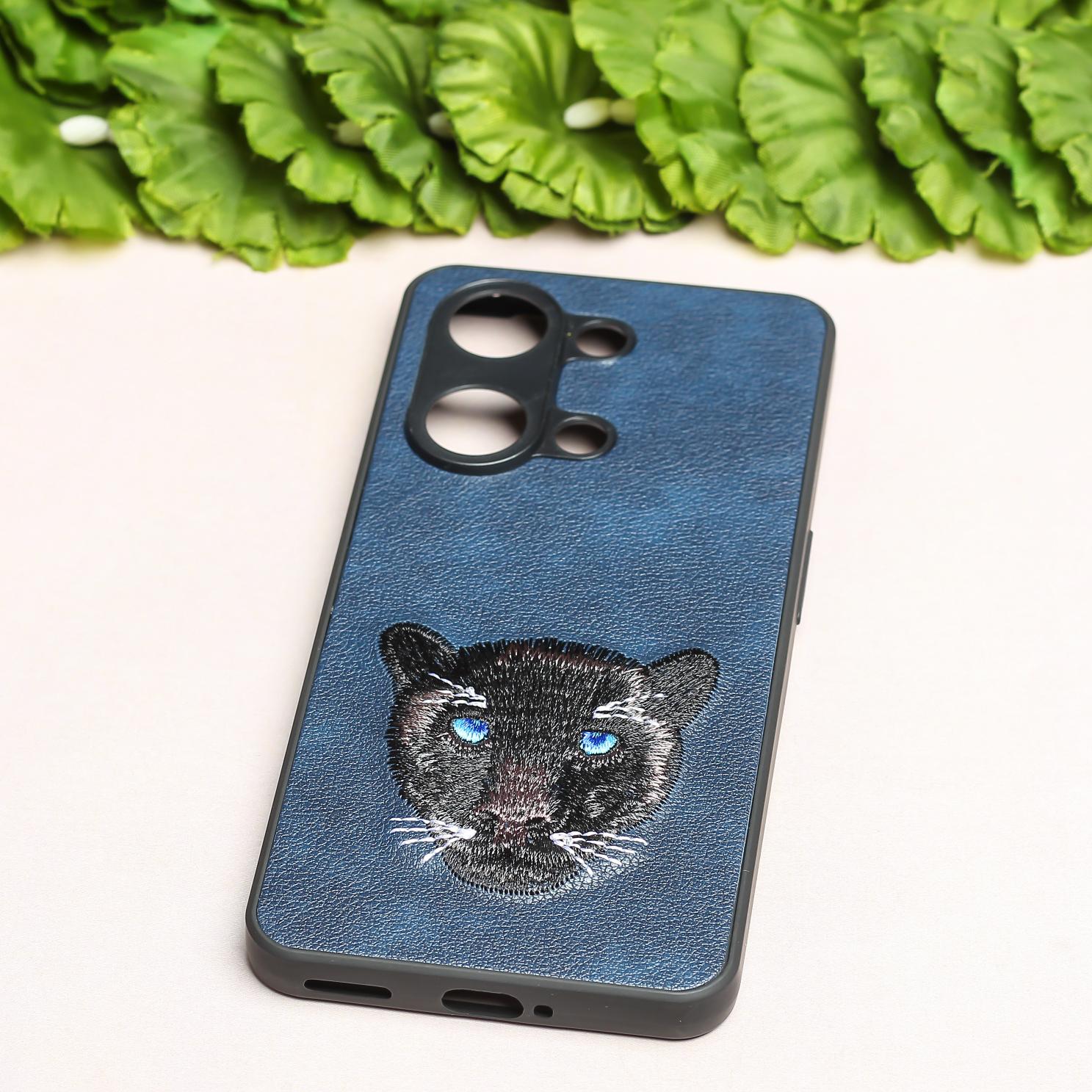 Dark Blue Leather Black Panther Ornamented for Oneplus Nord 3