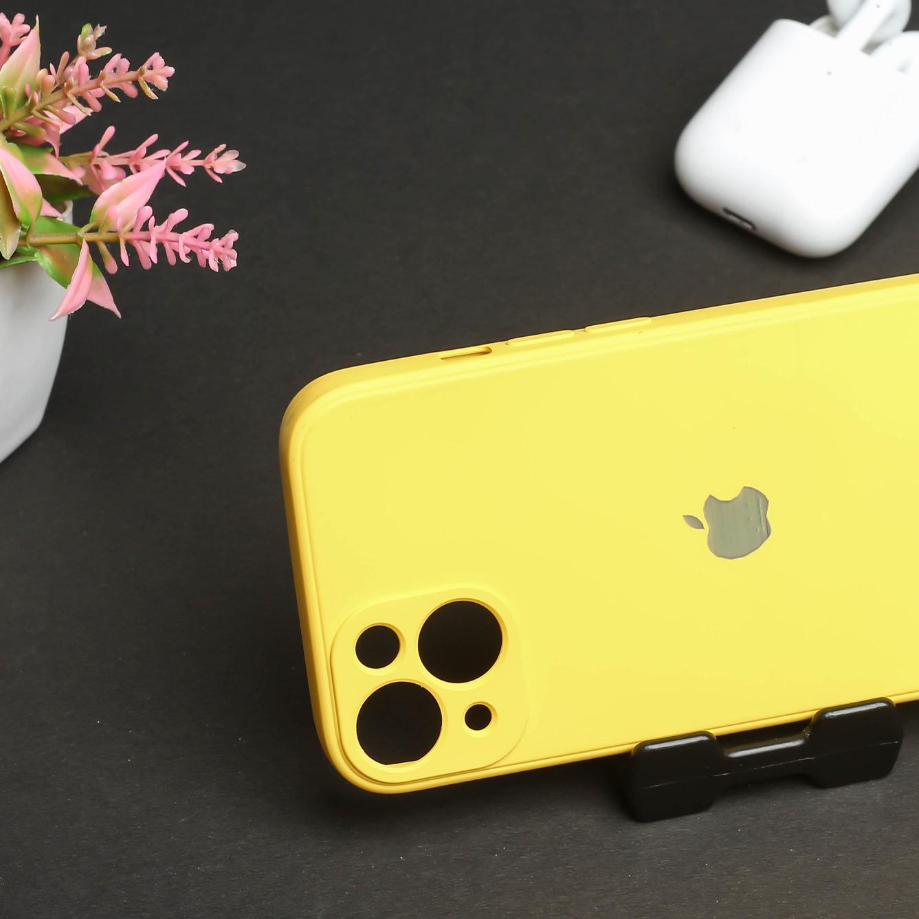Yellow Original Camera Silicone case for Apple iphone 15