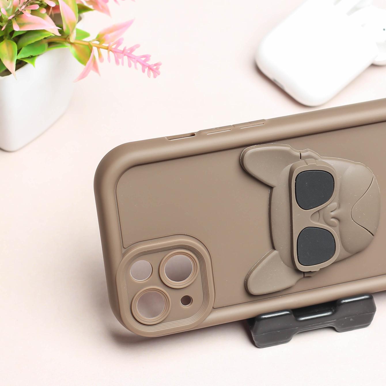 Dark Brown SHOUNENN BULLDOG Silicone case for Apple iphone 14 Plus