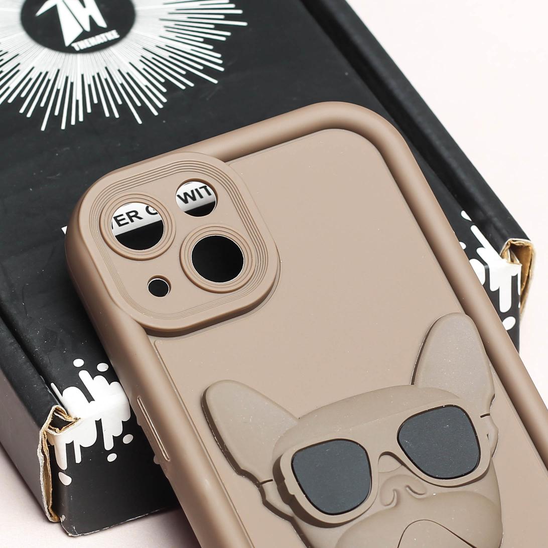 Dark Brown SHOUNENN BULLDOG Silicone case for Apple iphone 14 Plus